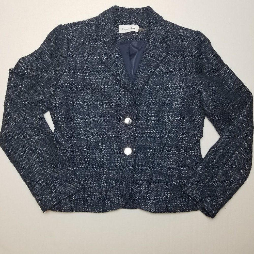 Calvin Klein Textured Navy Blazer Size 8